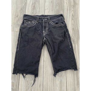 TRUE RELIGION BLACK CUT-OFF SHORTS Size 31